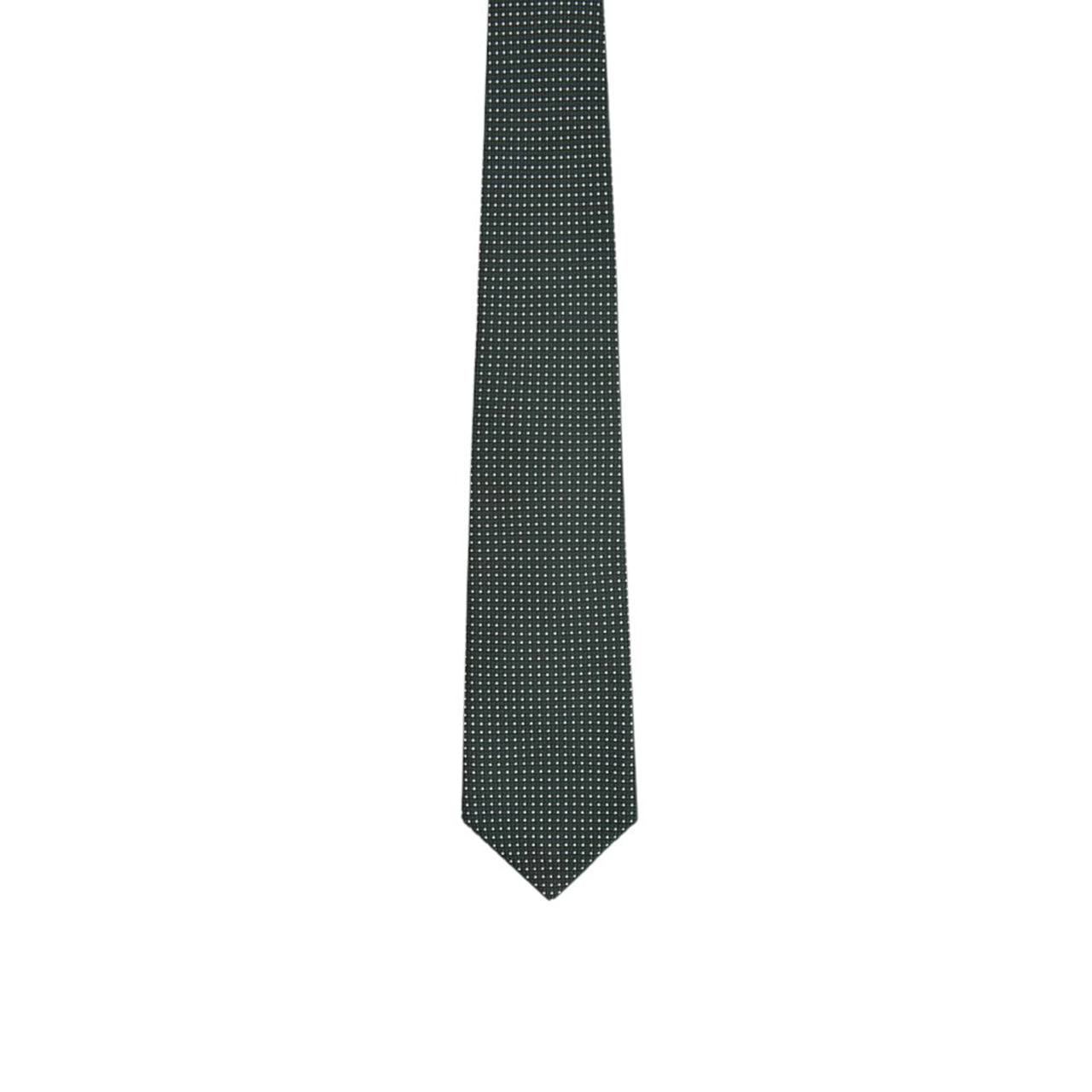 English green Pinhead tie with white polka dot pattern 8 cm