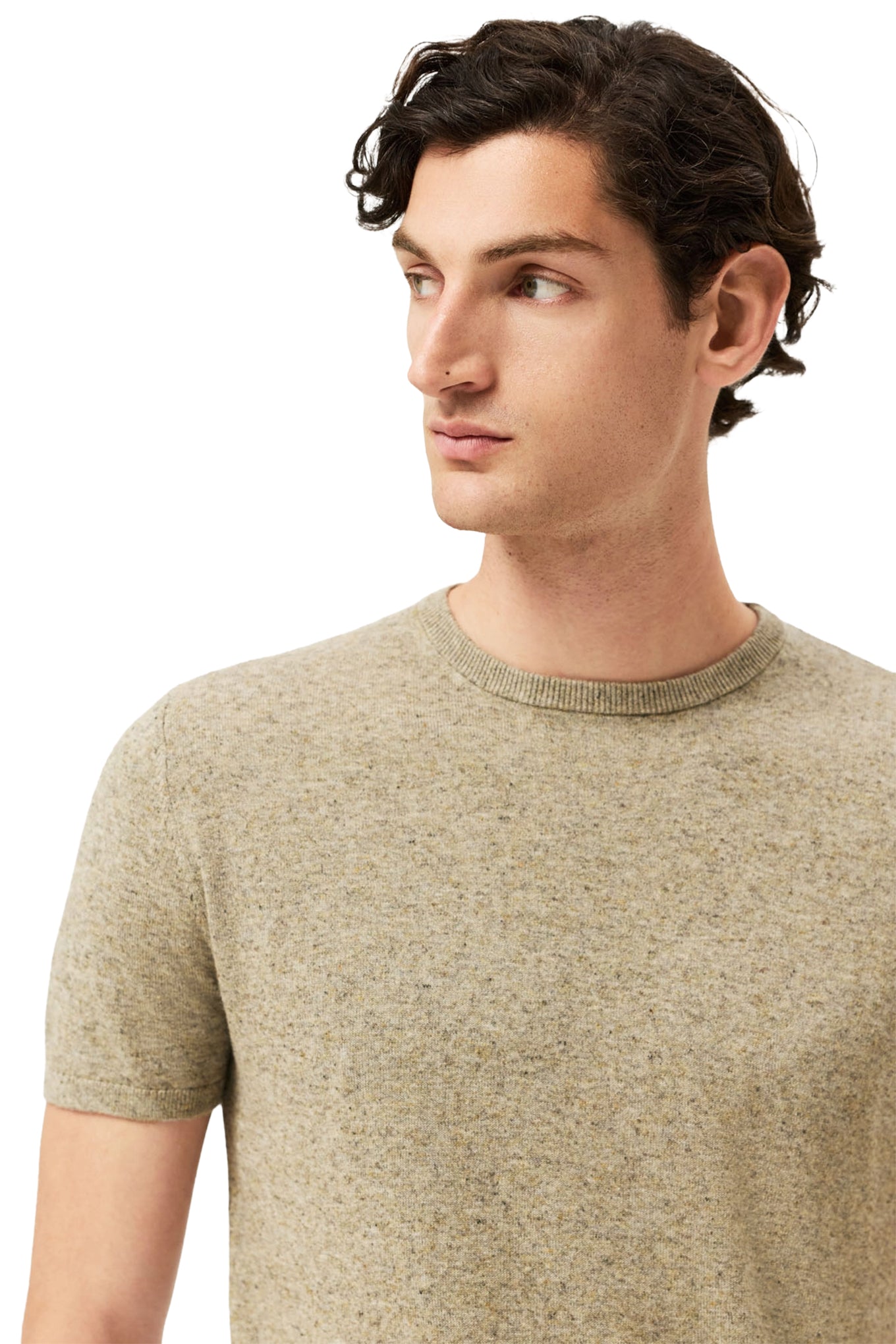 Short Sleeve Crew Neck Sweater In Cotton Linen Blend