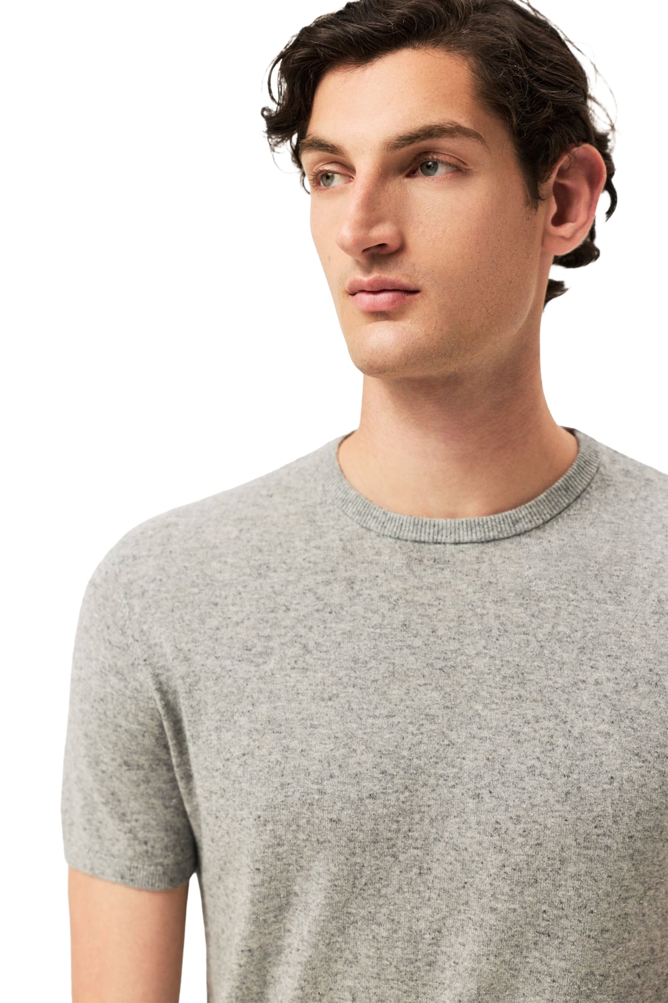 Short Sleeve Crew Neck Sweater In Cotton Linen Blend