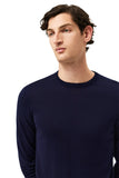 Long Sleeve Crew Neck Sweater In Cotton Silk Blend
