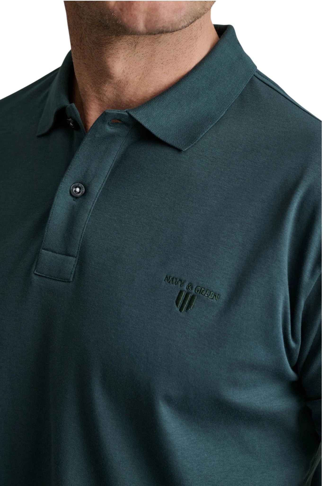 Interlock cotton polo shirt with collar detailing