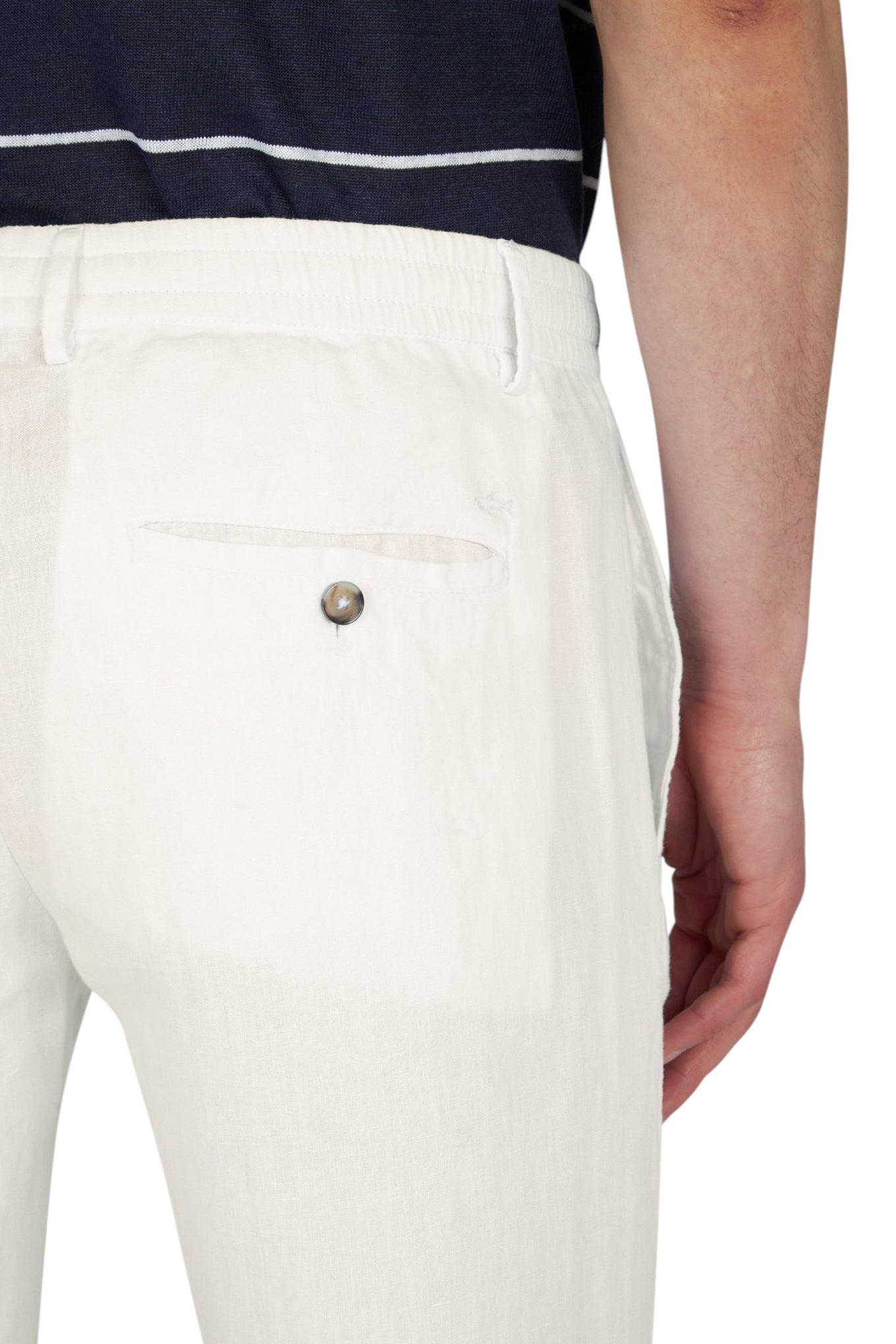 Linen chino pants with drawstring