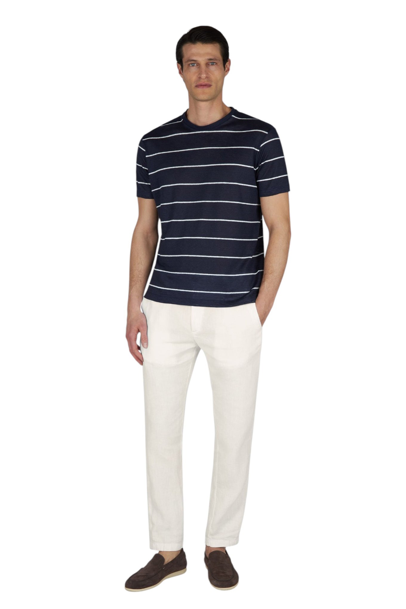Linen chino pants with drawstring