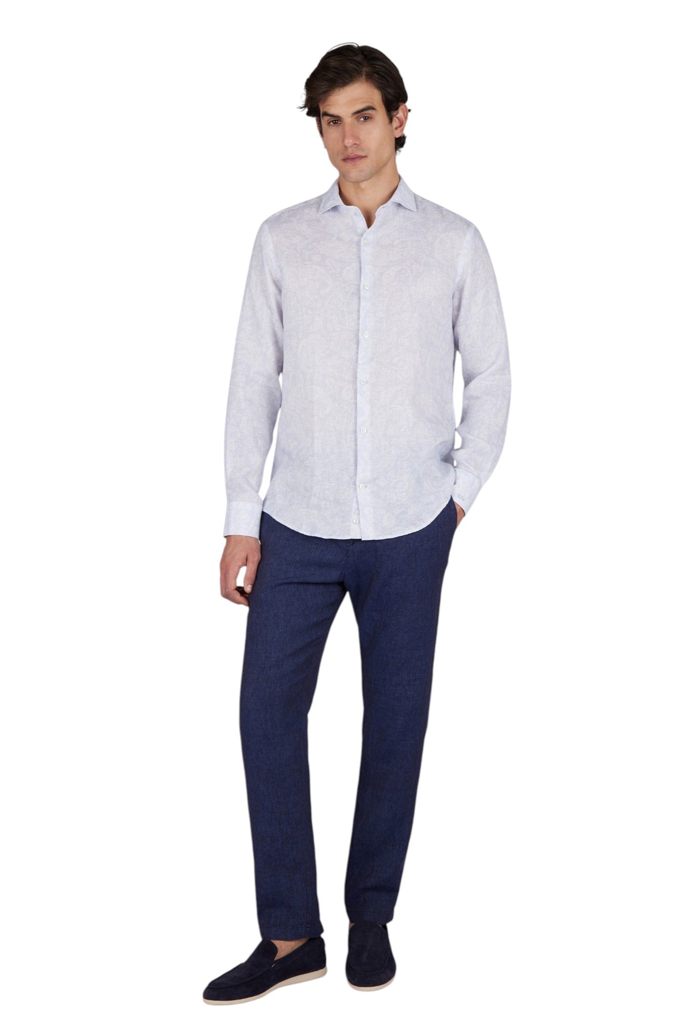 Linen chino pants with drawstring