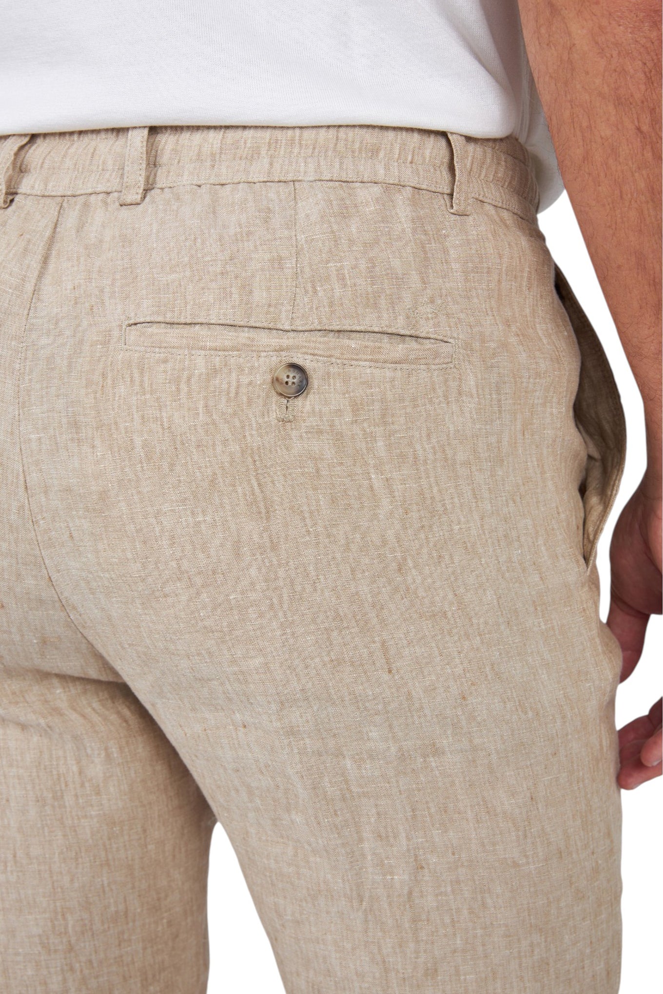 Linen chino pants with drawstring