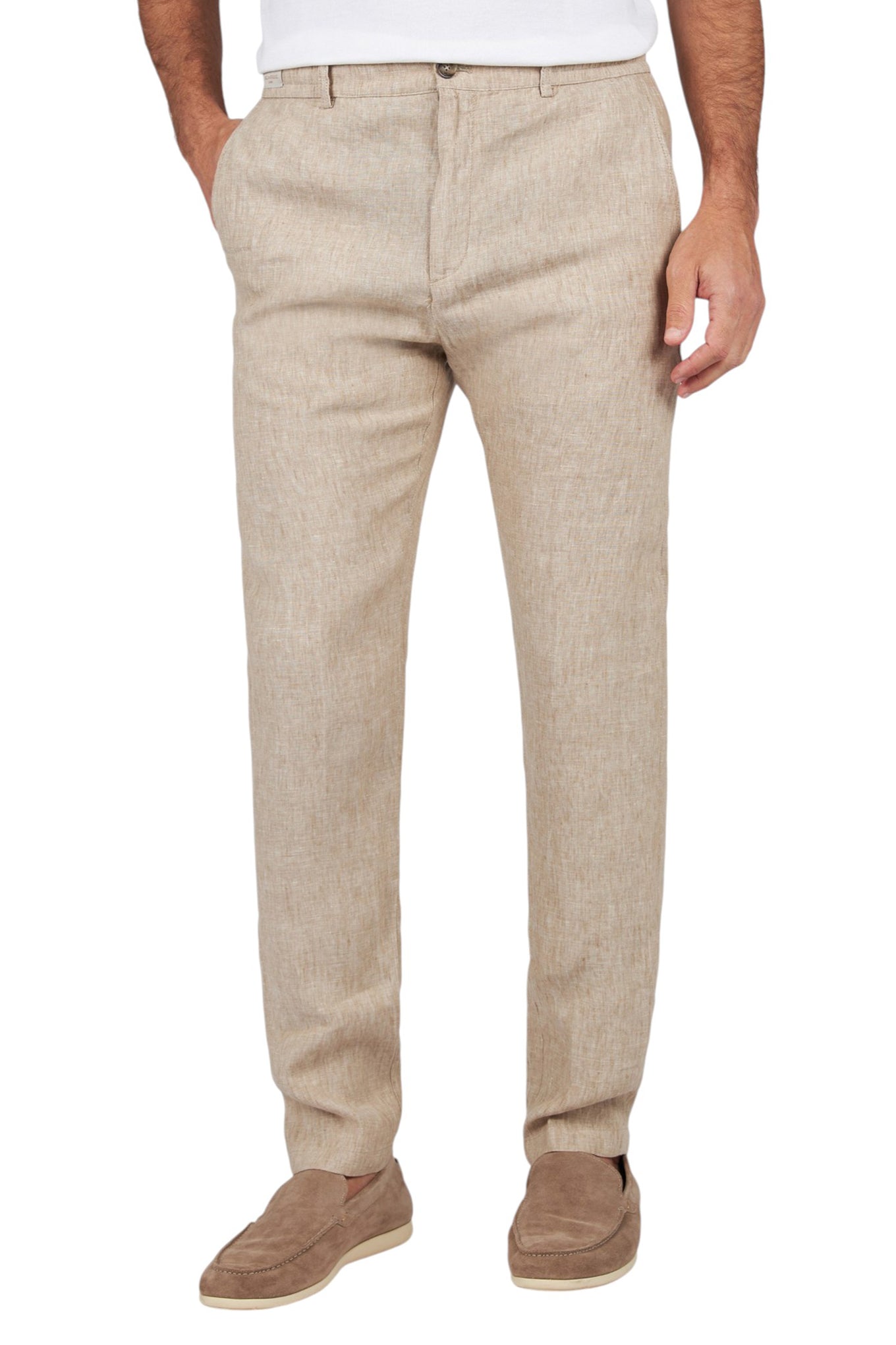 Linen chino pants with drawstring