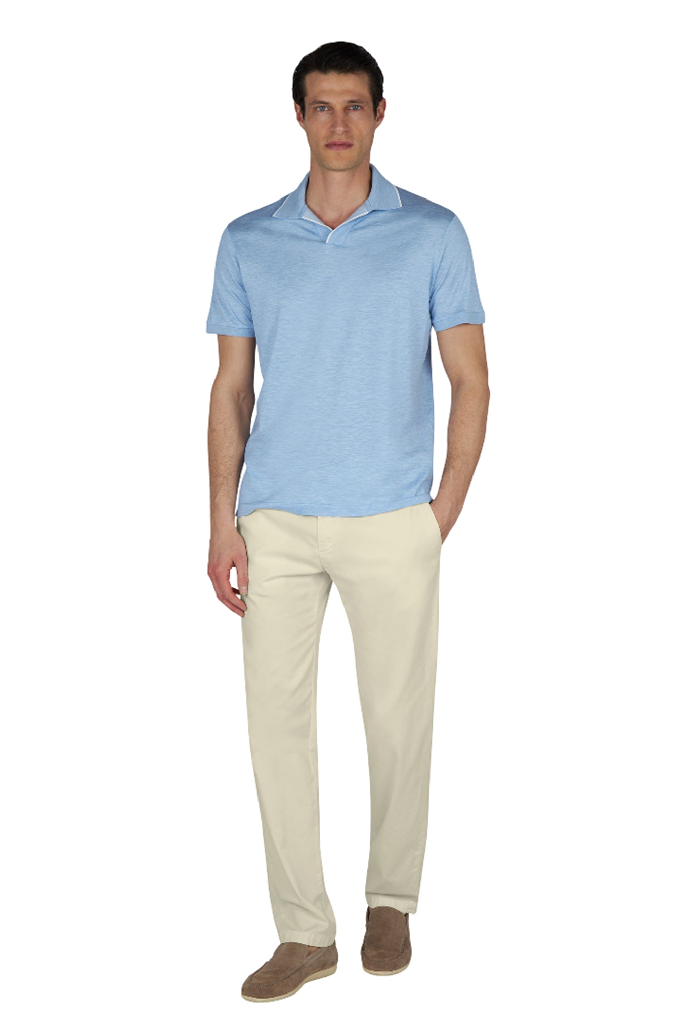Silk and stretch cotton chino pants