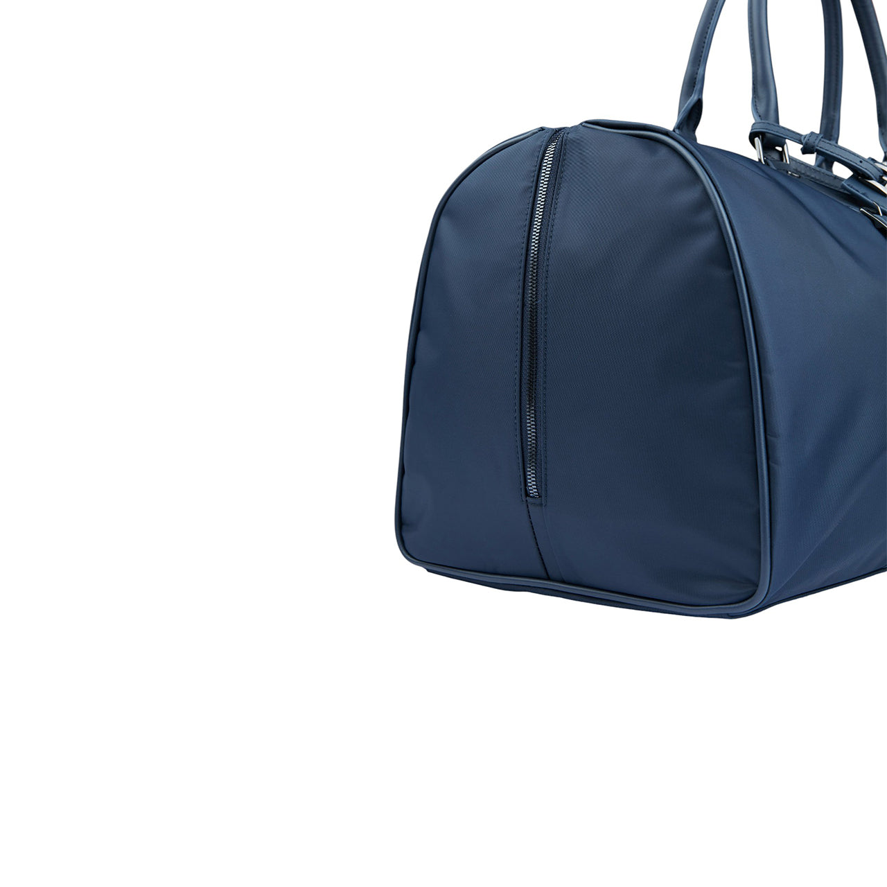 nylon holdall with leather trim