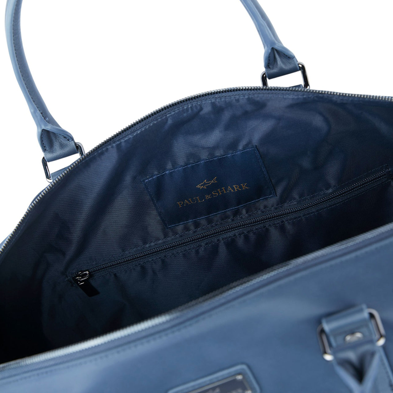 nylon holdall with leather trim
