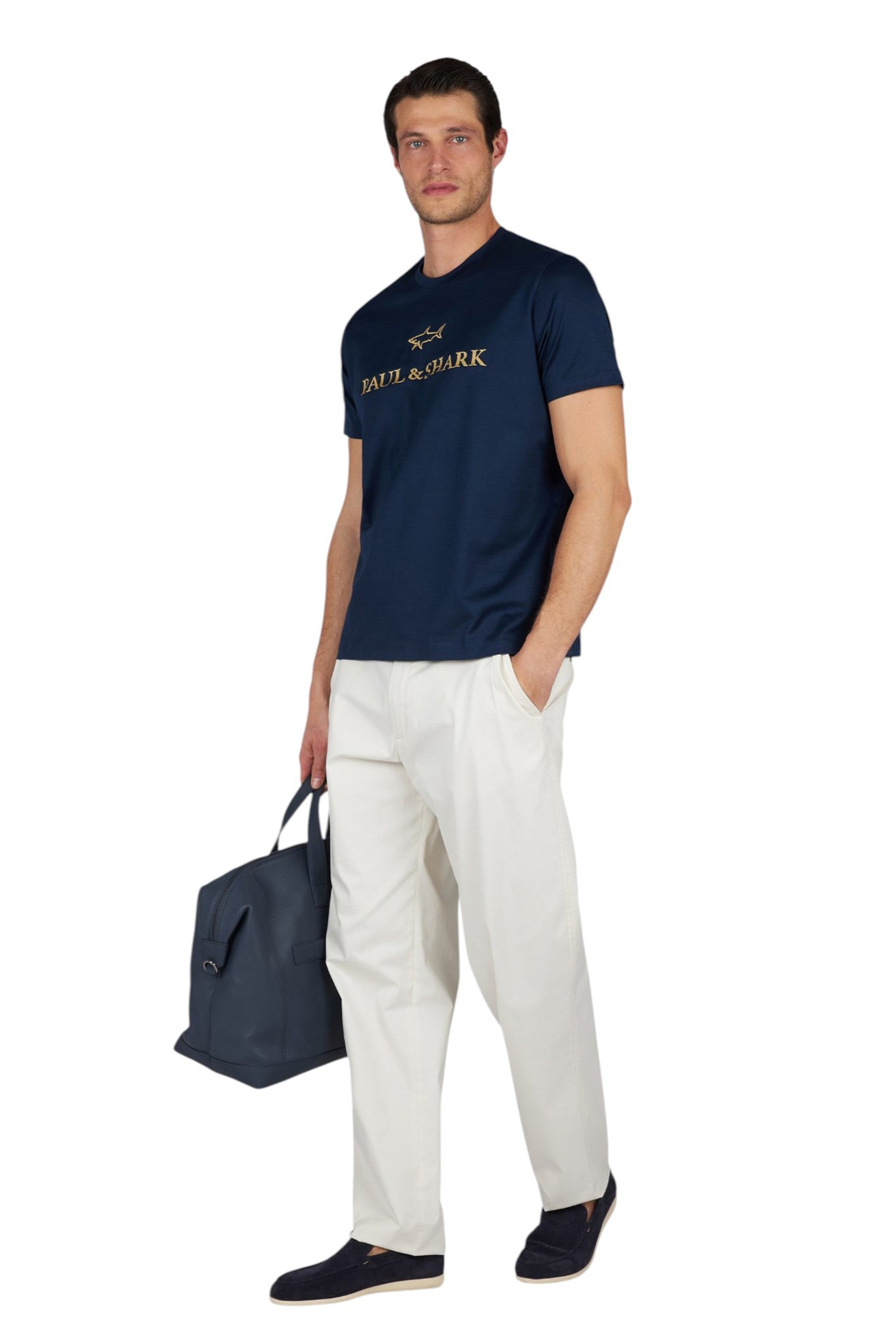 Double mercerised cotton jersey T-Shirt with embroidered logo