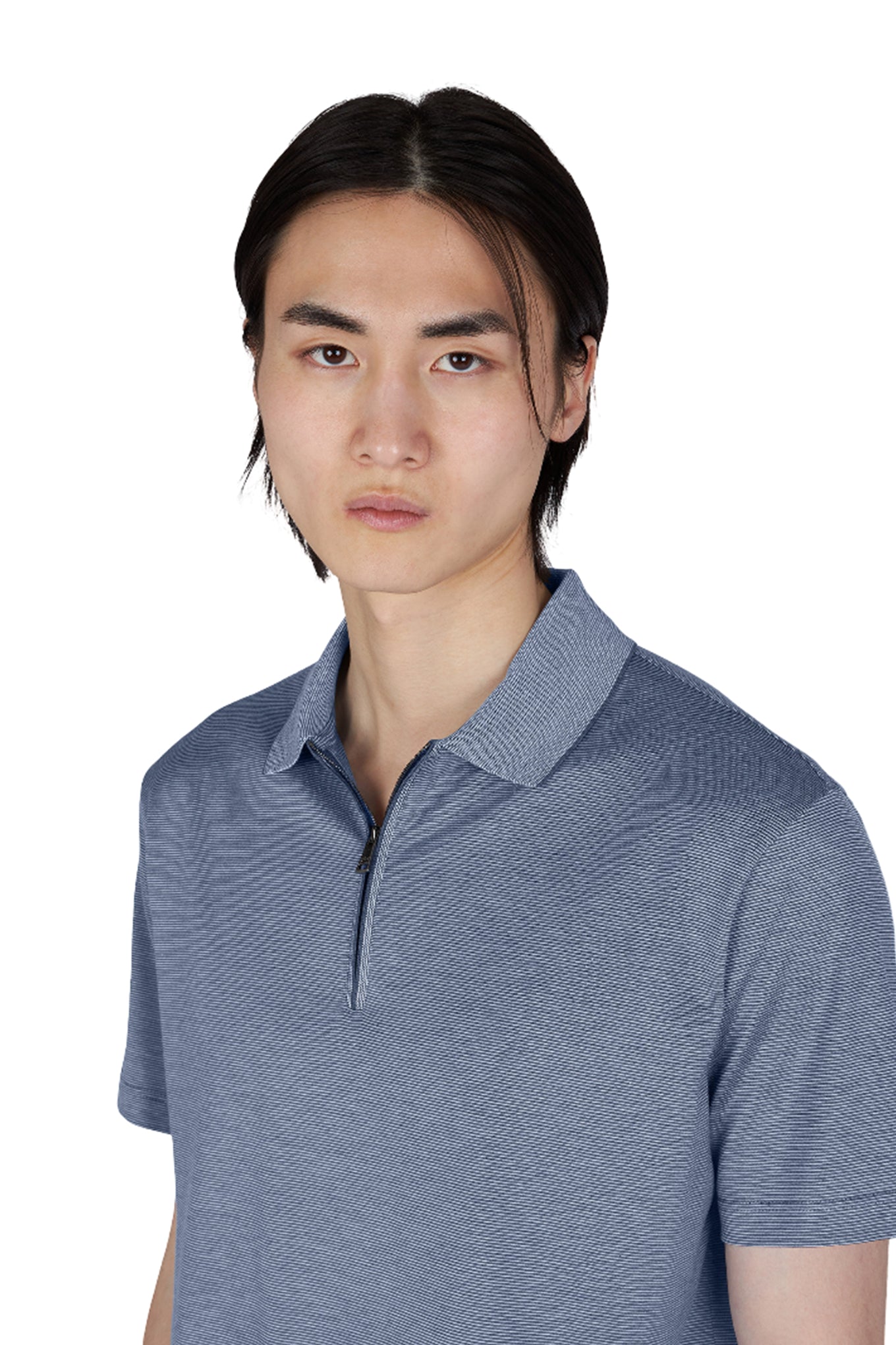 Silk and cotton zip polo