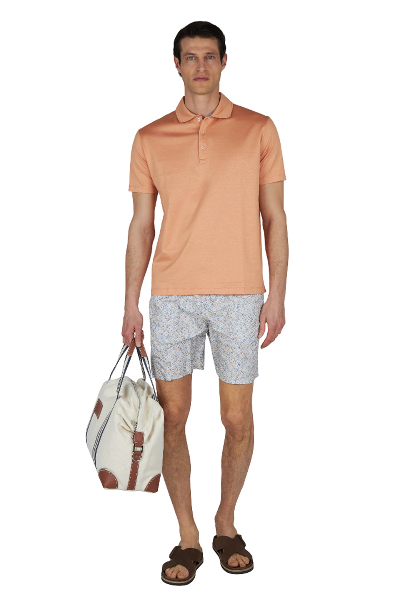 Polo shirt in cotton jersey with linen details