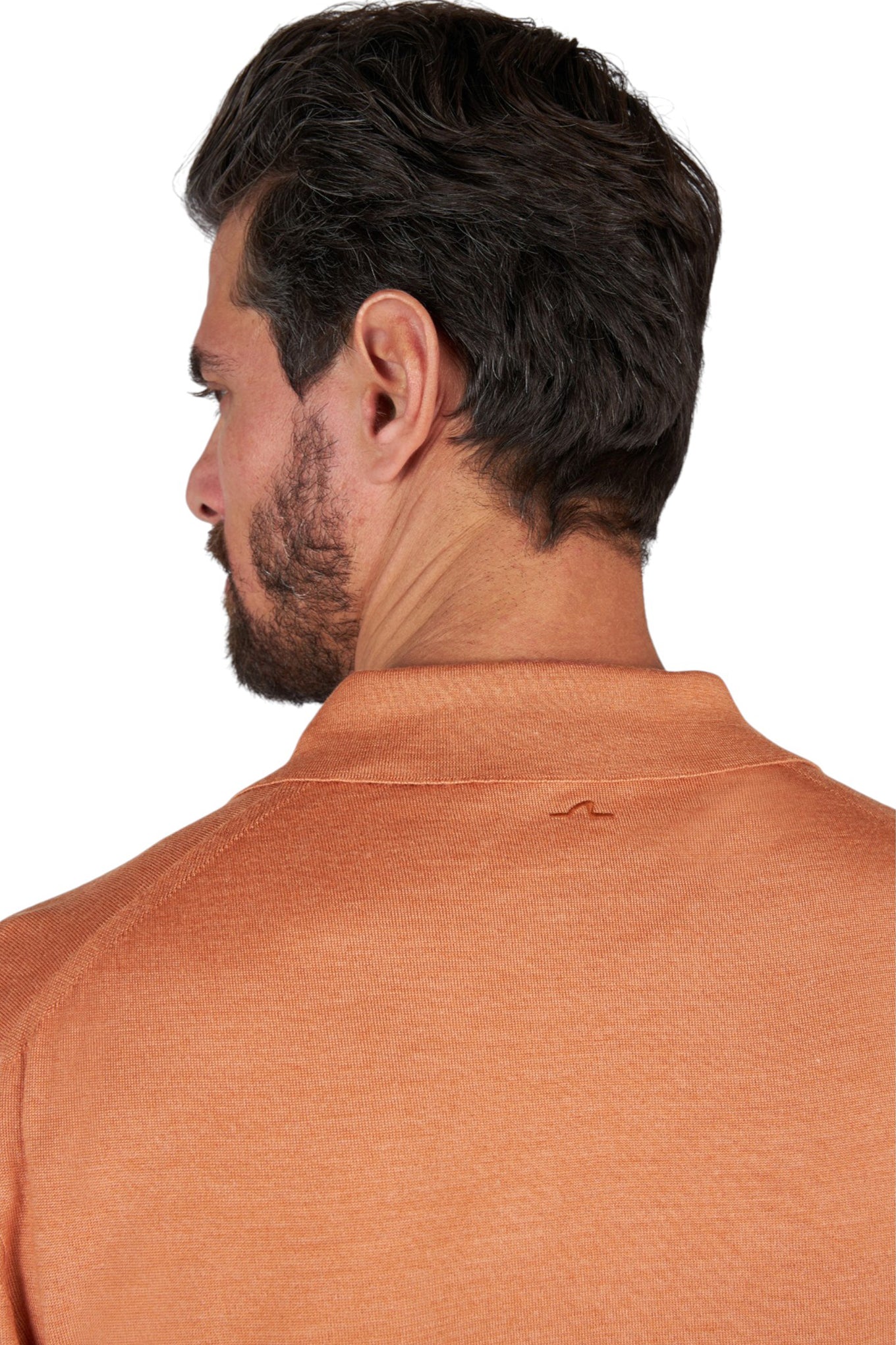 Open?collar polo in wool and silk