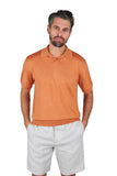 Open?collar polo in wool and silk