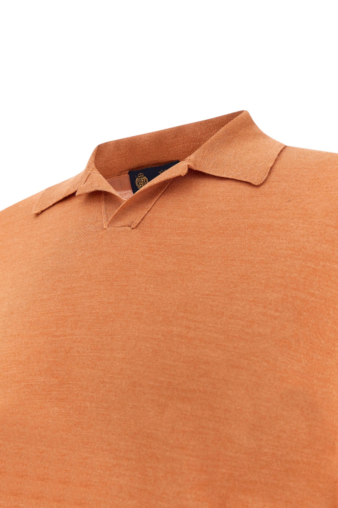 Open?collar polo in wool and silk