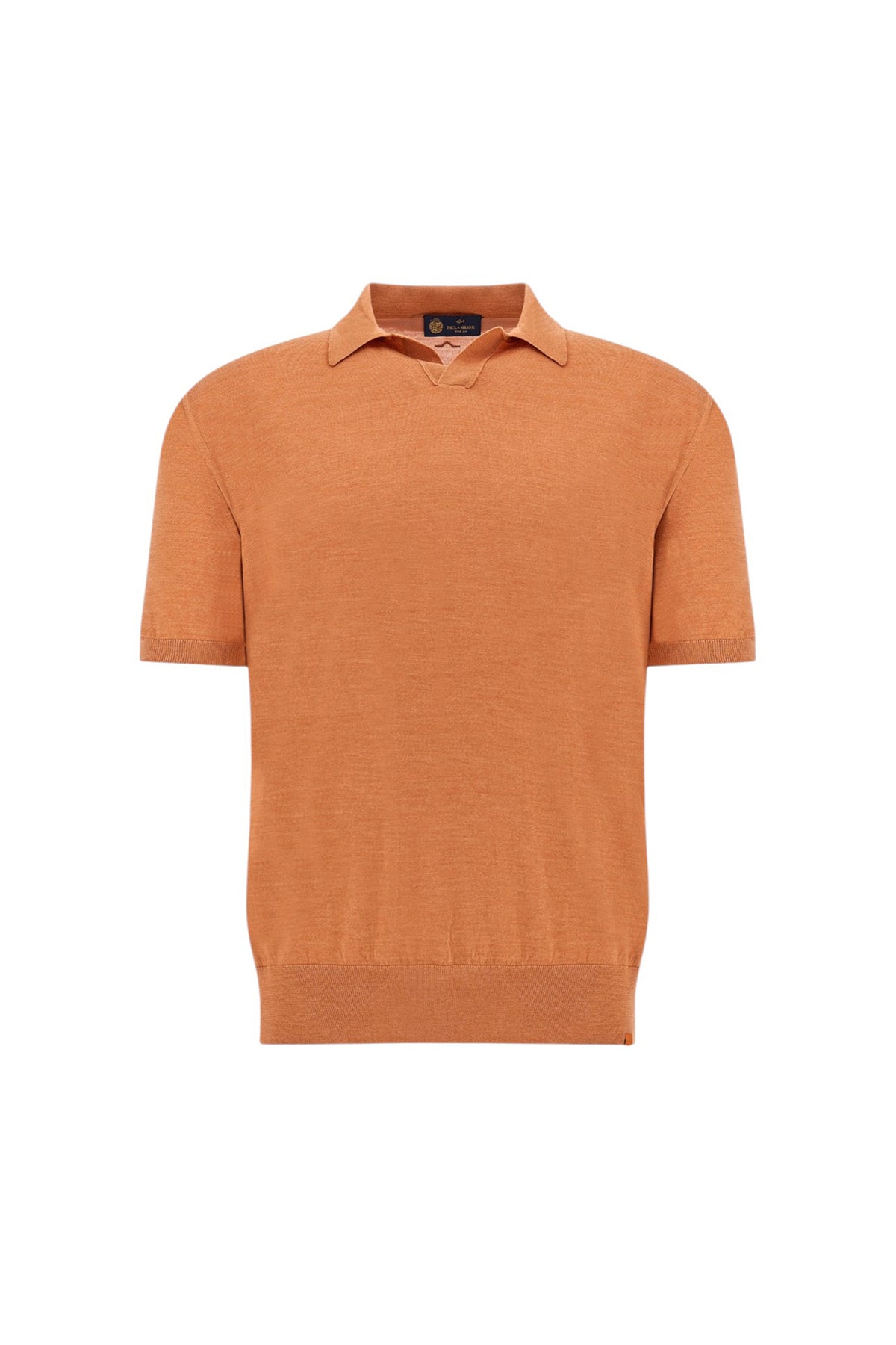 Open?collar polo in wool and silk