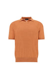 Open?collar polo in wool and silk