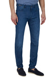 Jeans in silk and cotton denim