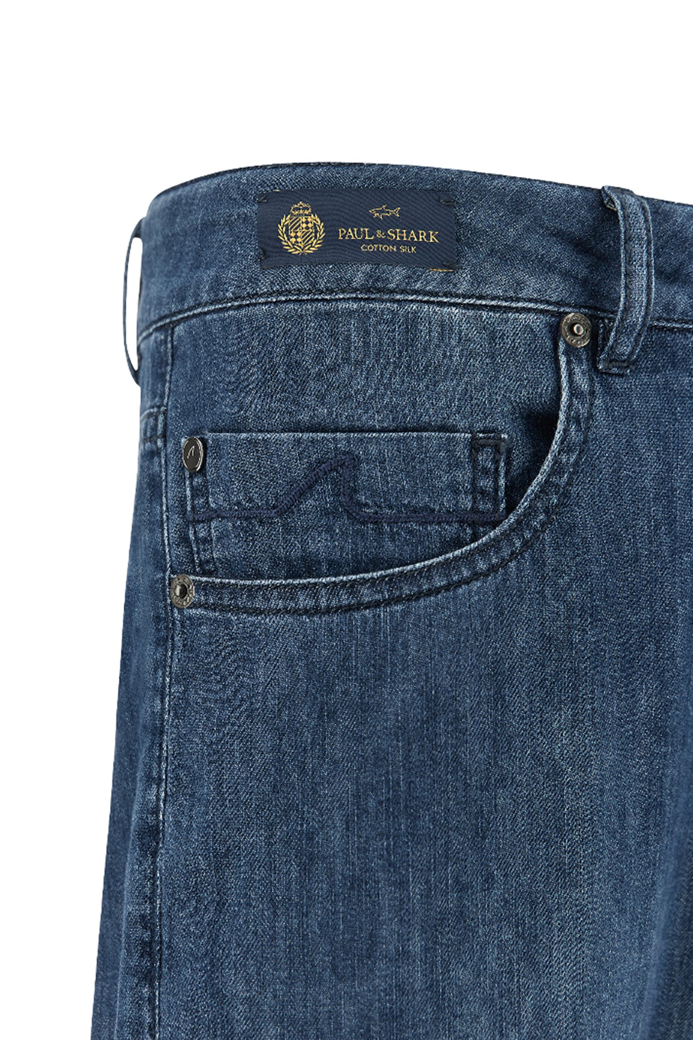 Jeans in silk and cotton denim