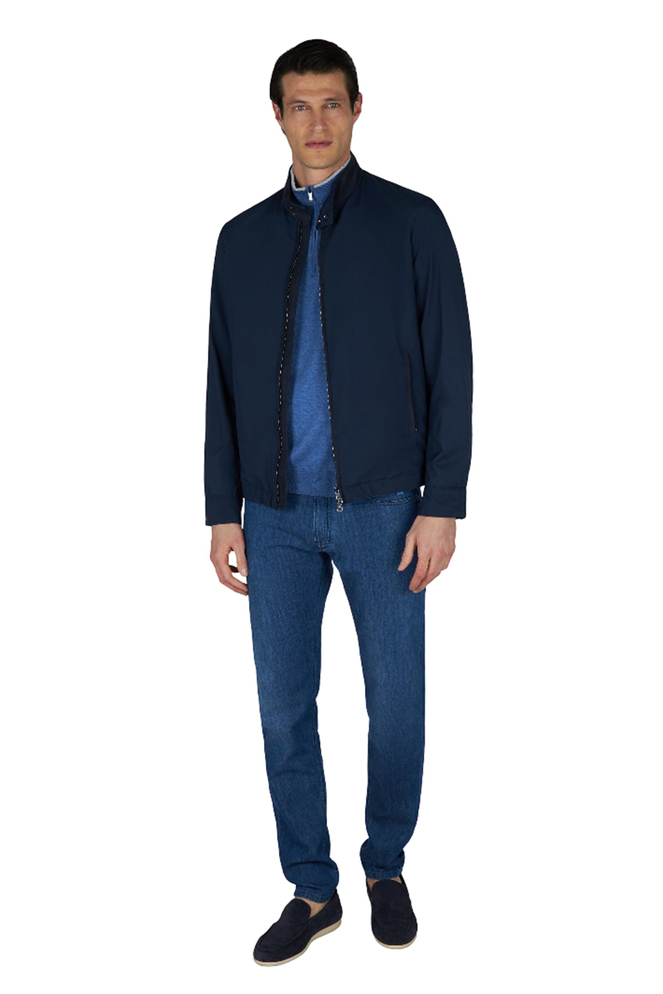 Jeans in silk and cotton denim