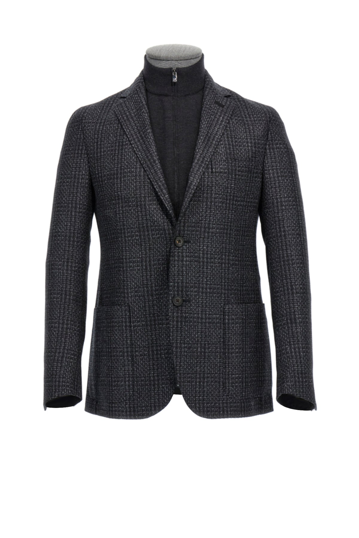 Wool twill jacket with detachable vest