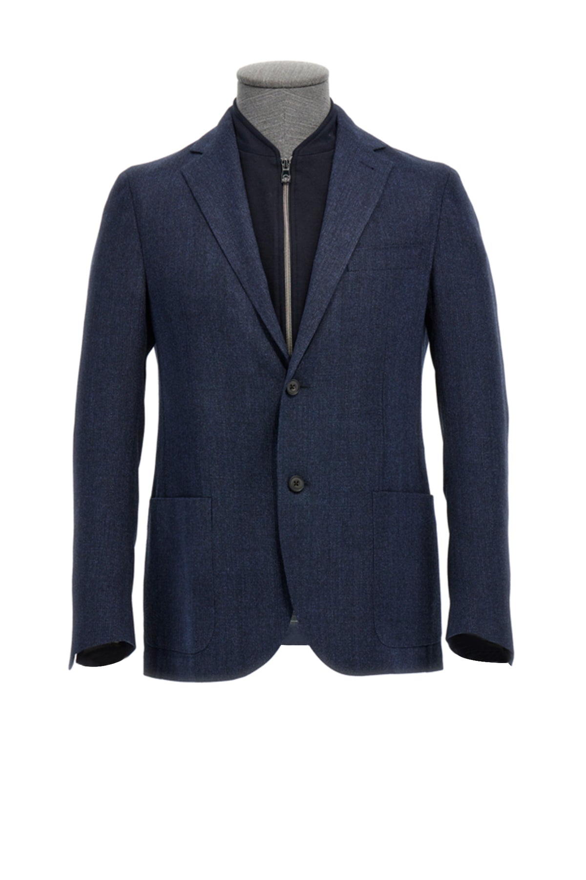 Navy Hybrid Zip-Front Blazer