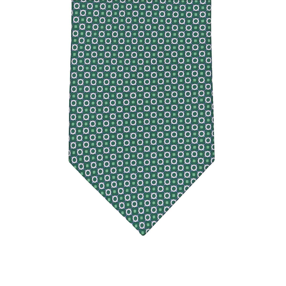 3-fold Silk Tie with Geometric Pattern in Green - M49115