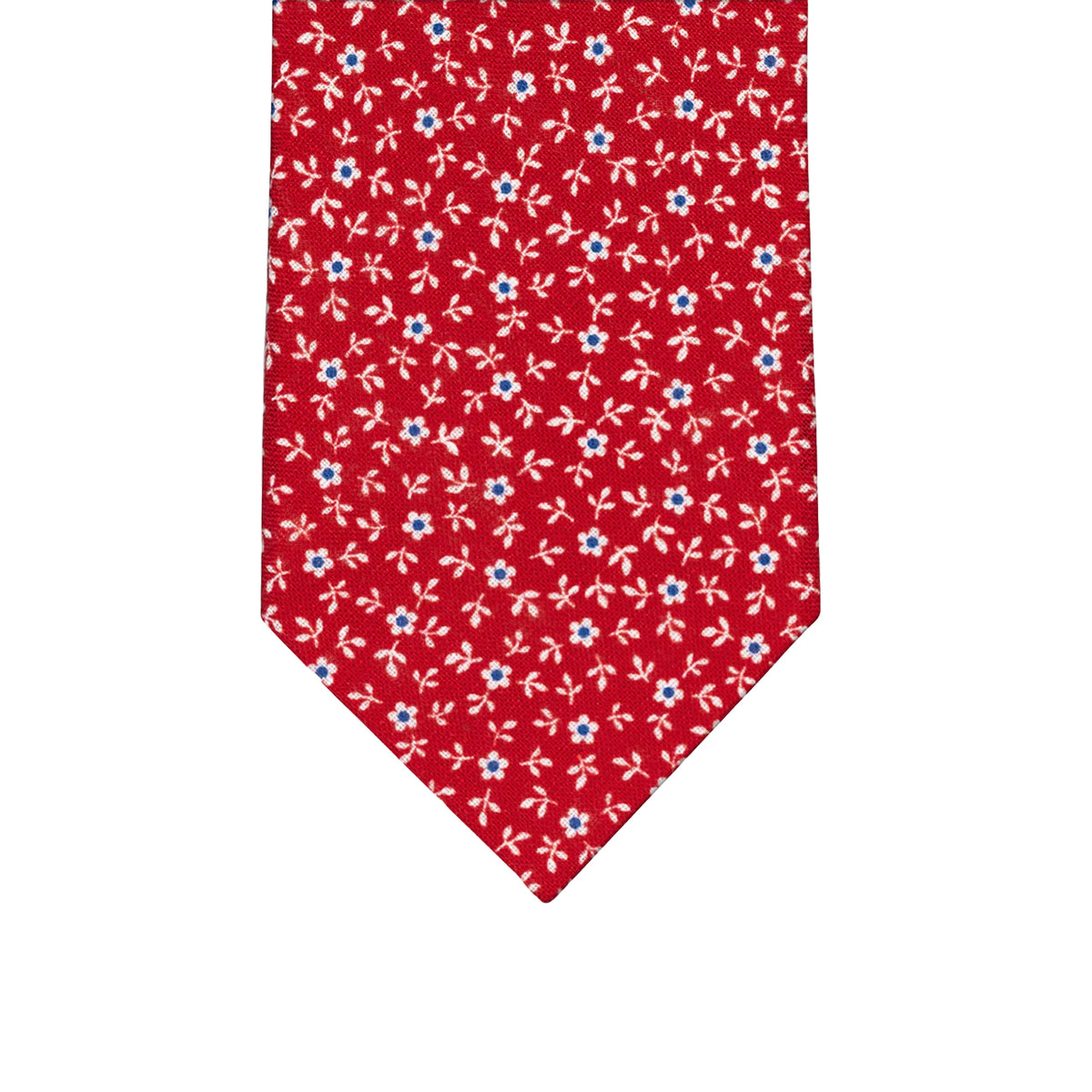 3-Fold Tie in Irish Linen Floral Pattern Red-M6501