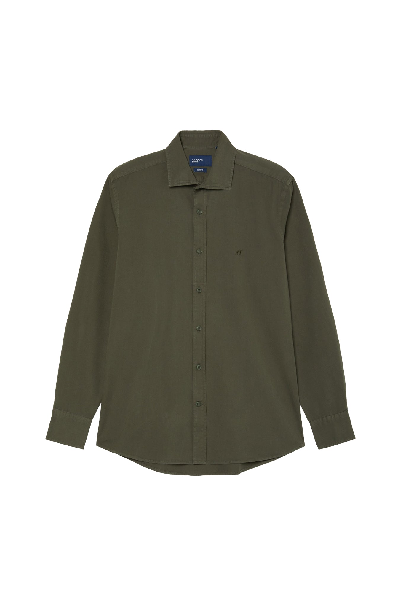 Slim Fit Soft Cotton Twill Shirt With Garment-Dyed Finish
