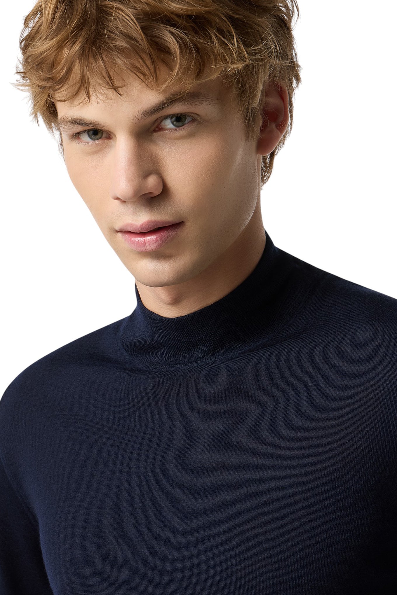Blue ultra fine 120s wool turtleneck