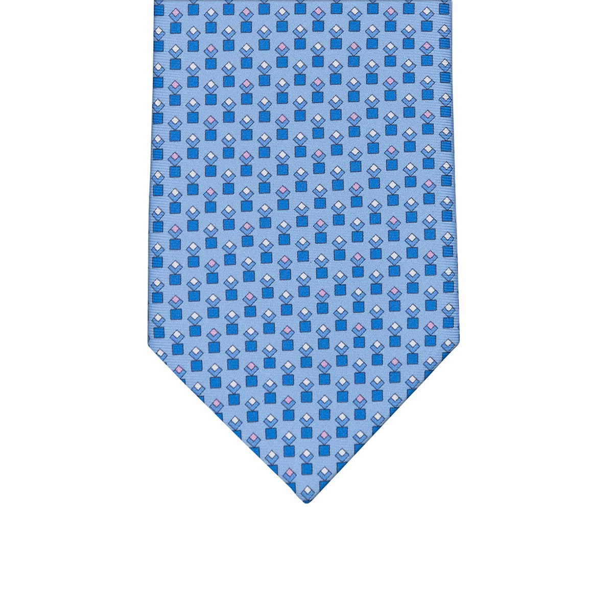3-fold Tie in Silk Geometric Pattern Light Blue Pink - M34186