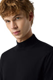 Black extra fine merino wool turtleneck