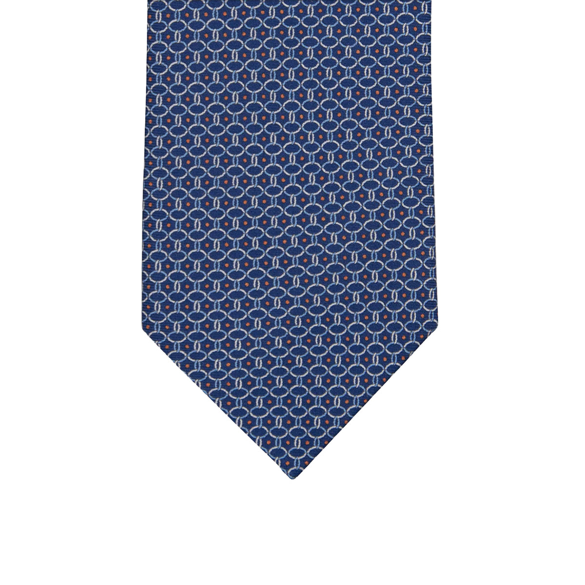 3-fold Tie in Silk with Blue Orange Linked Pattern - MO9962