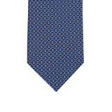3-fold Tie in Silk with Blue Orange Linked Pattern - MO9962