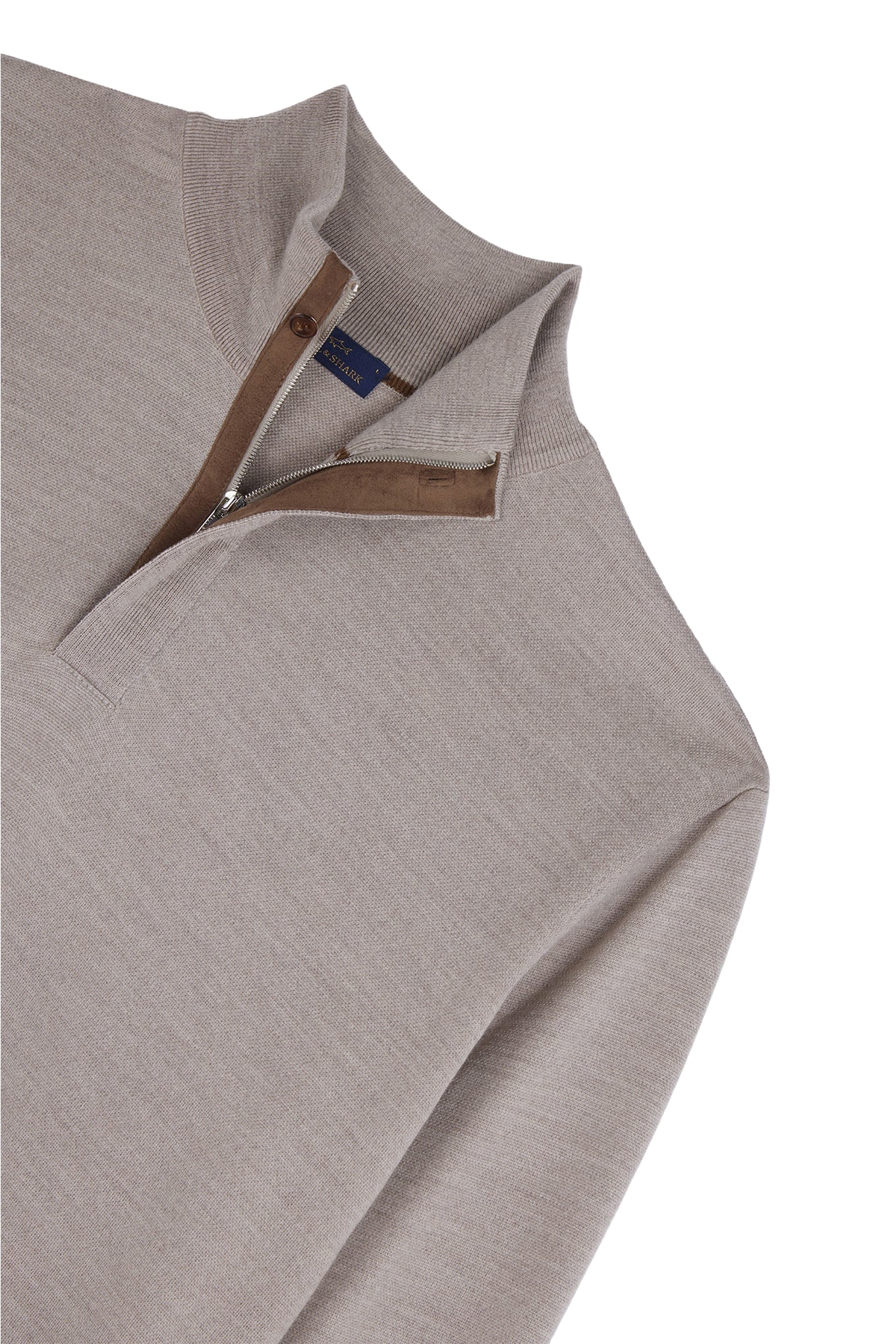 Summer Wool half zip sweater with Alcantara details
