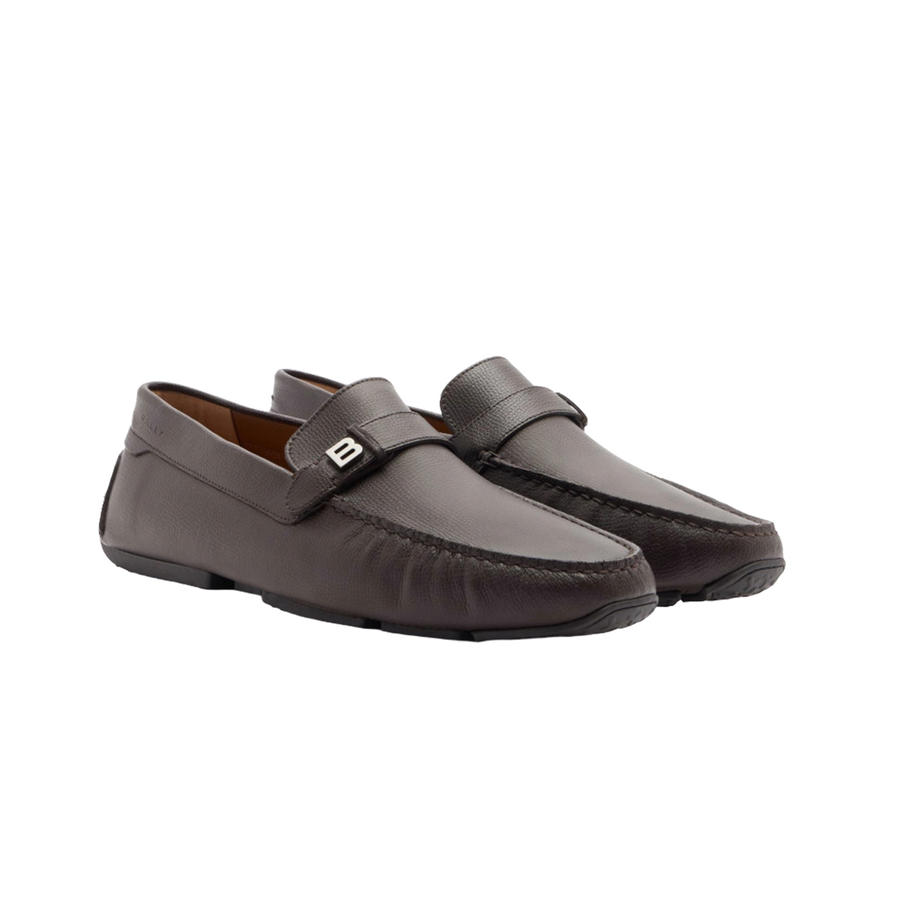 Mens Brown Pilot Driver in Ebano Grained Leather
