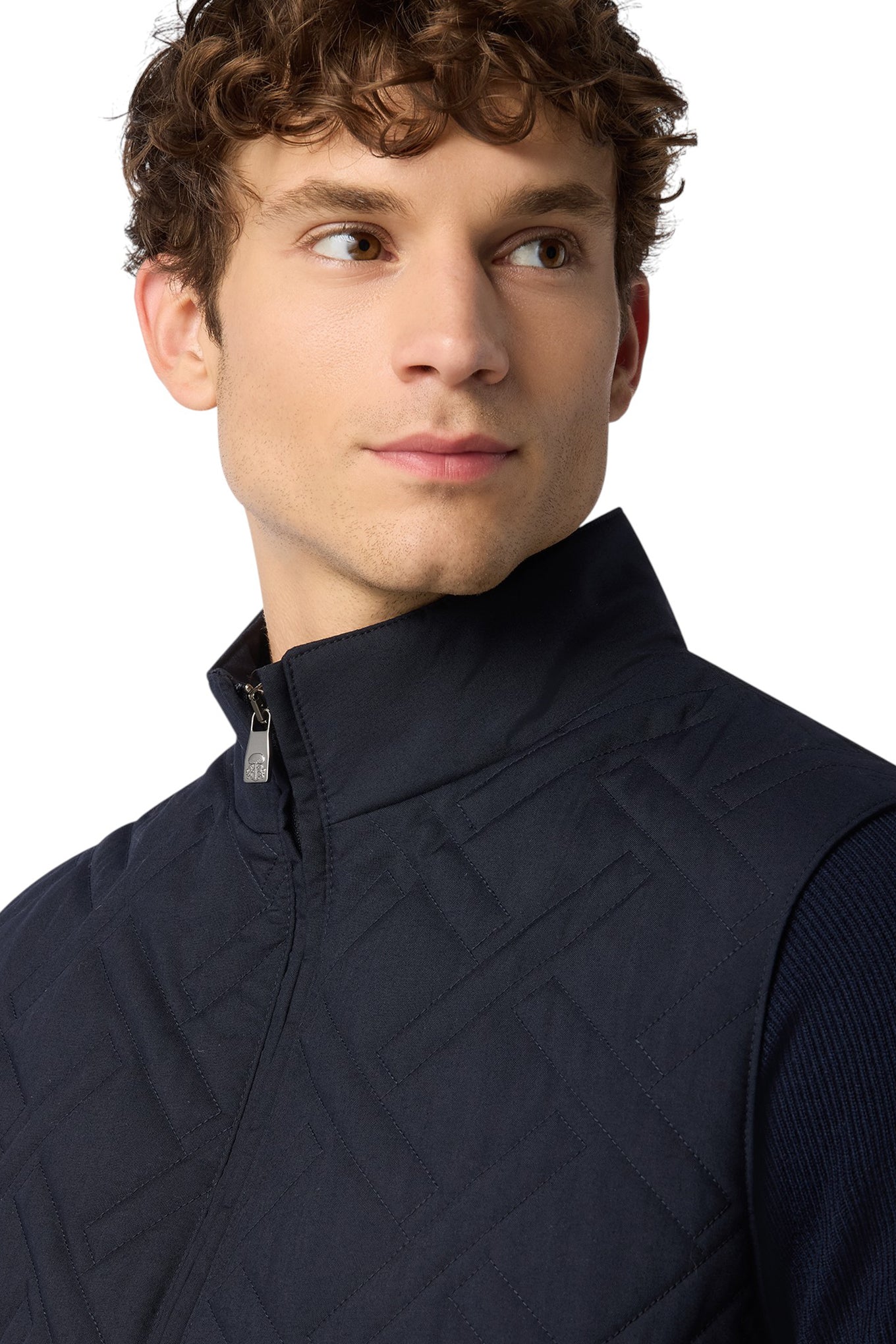 Black padded vest in technical fabric
