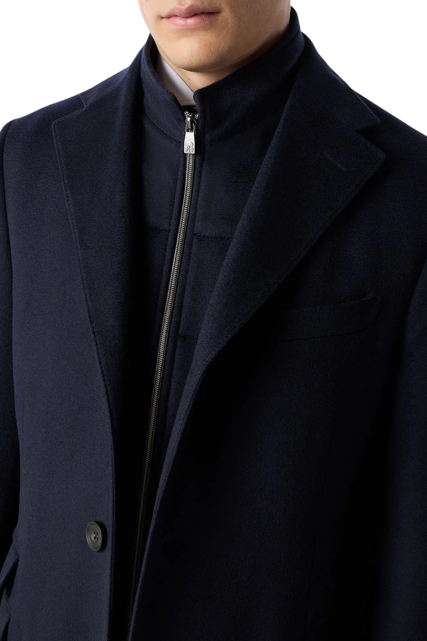 Navy blue wool beaver coat