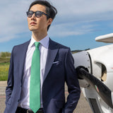 3-fold Silk Tie with Polka Dot Pattern in Green - M6847