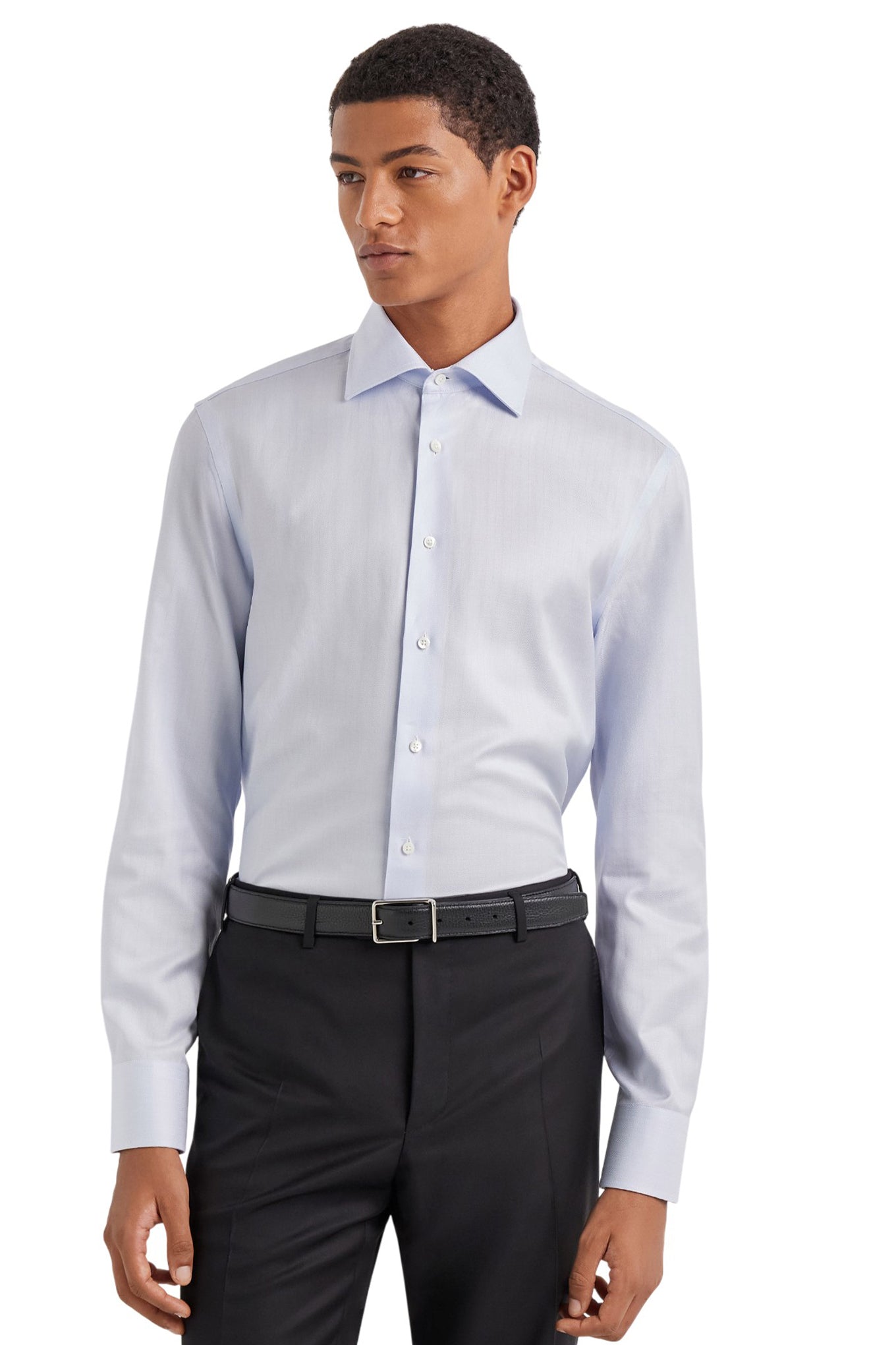Sky blue regular fit Impeccabile cotton shirt