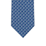 3-fold Silk Tie with Kitten Pattern in Light Blue - M49155