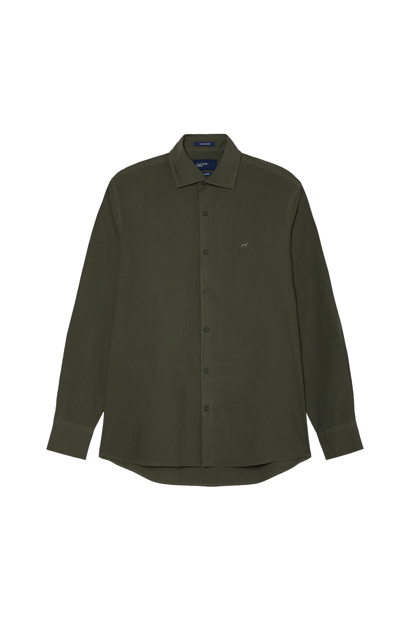 Regular Fit Overdye Poplin Shirt With Open Collar