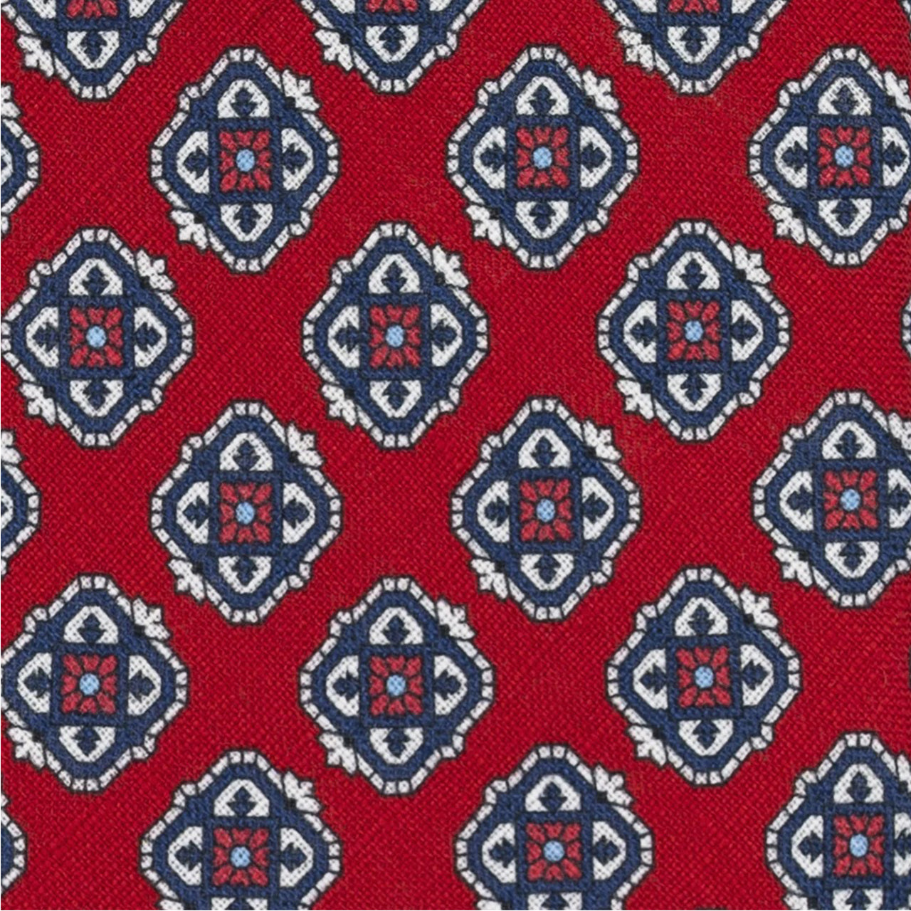 3-Fold Tie in Irish Linen Geometric Pattern Red-M6458