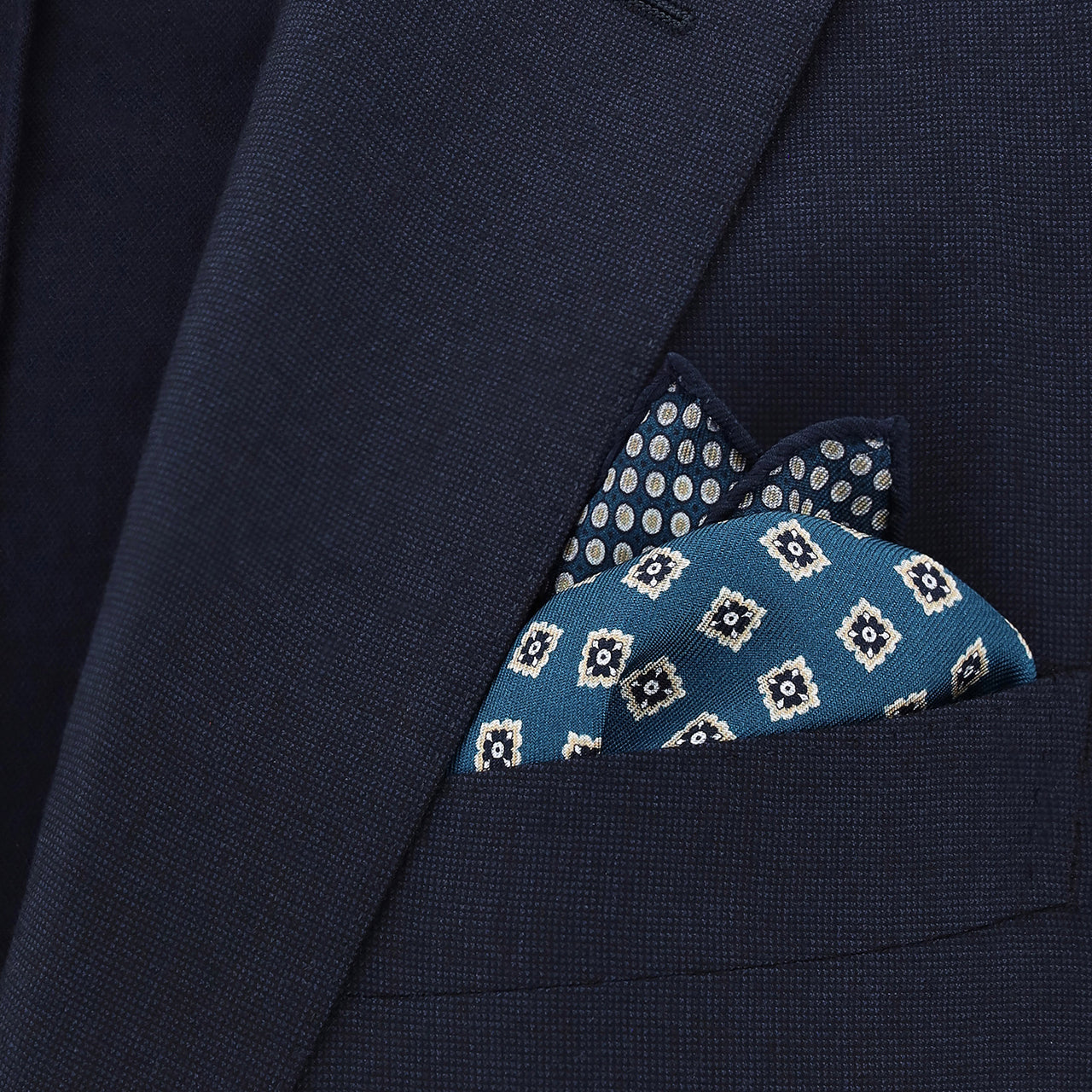 double print silk pocket squares
