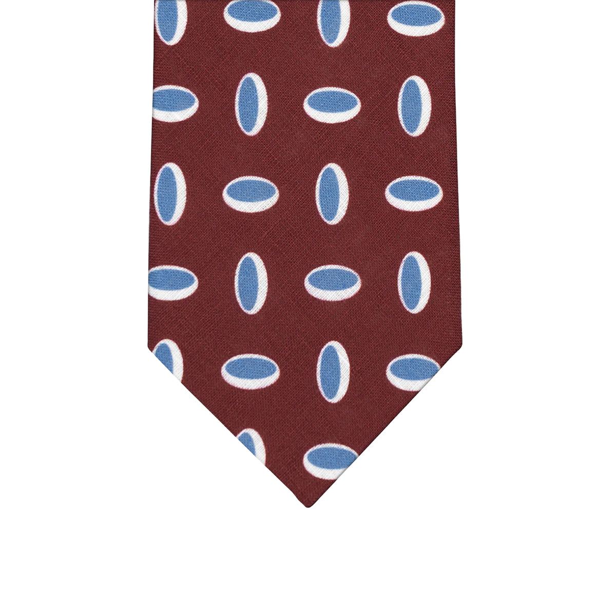 3-Fold Tie in Irish Linen Geometric Pattern Bordeaux-M49114