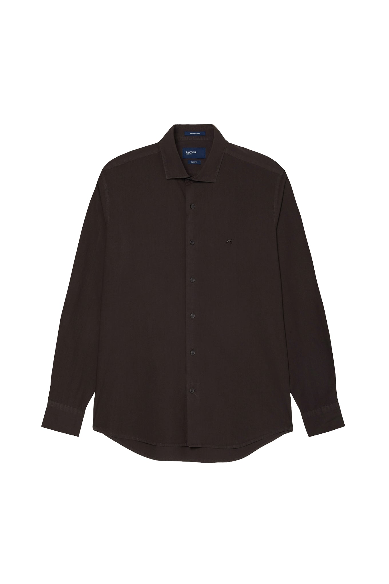 Slim Fit Overdye Poplin Shirt With Open Collar