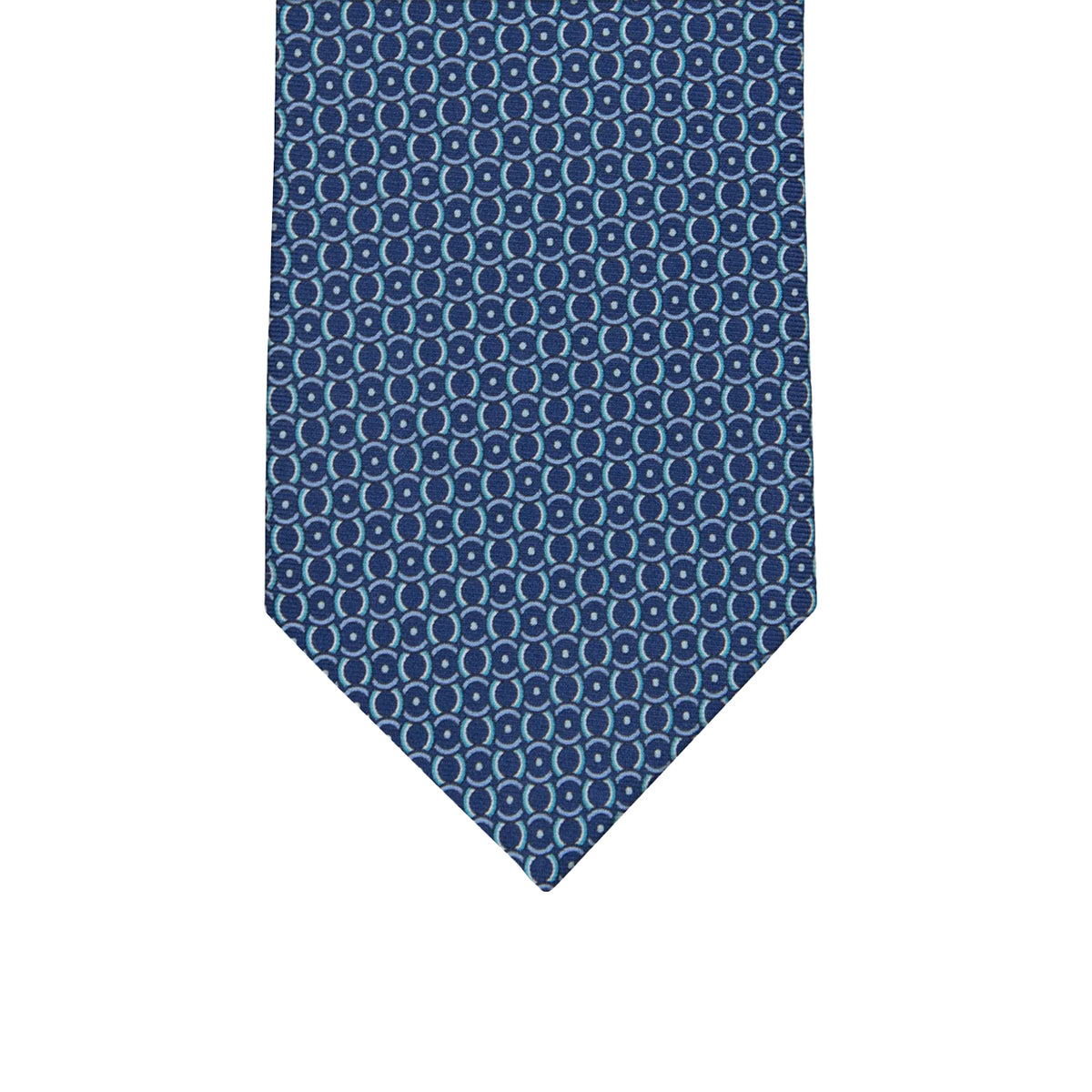 3-fold Tie in Geometric Pattern Pool Blue Silk -M50033
