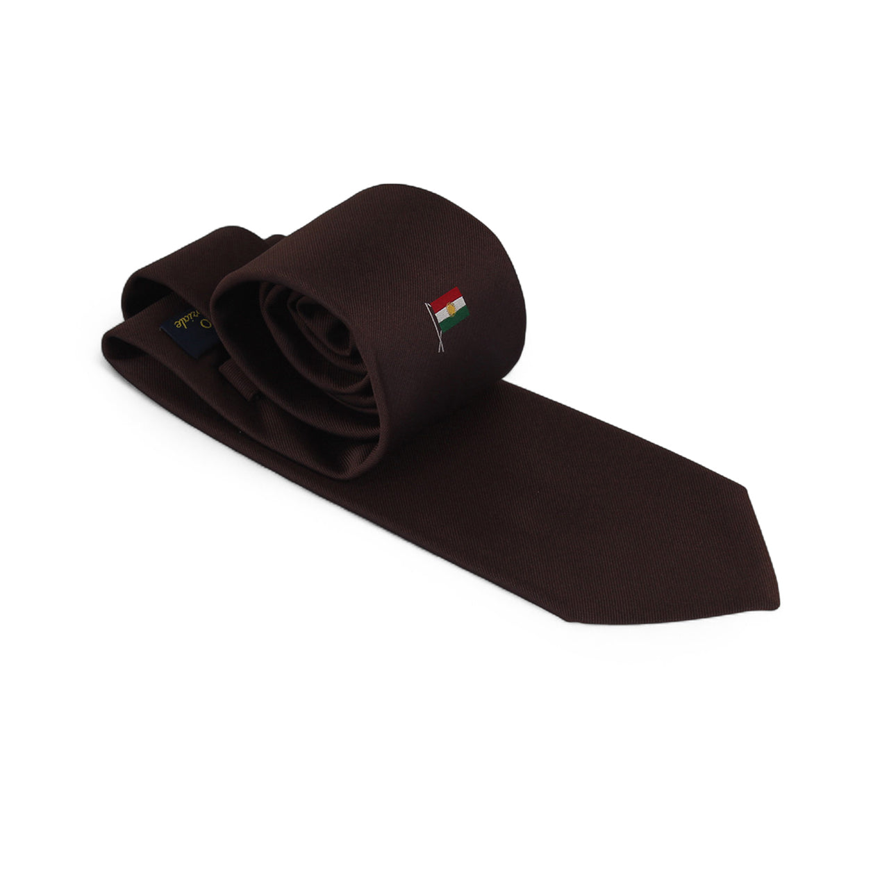 Dark Brown Talarico Silk Tie – Kurdistan Flag Edition