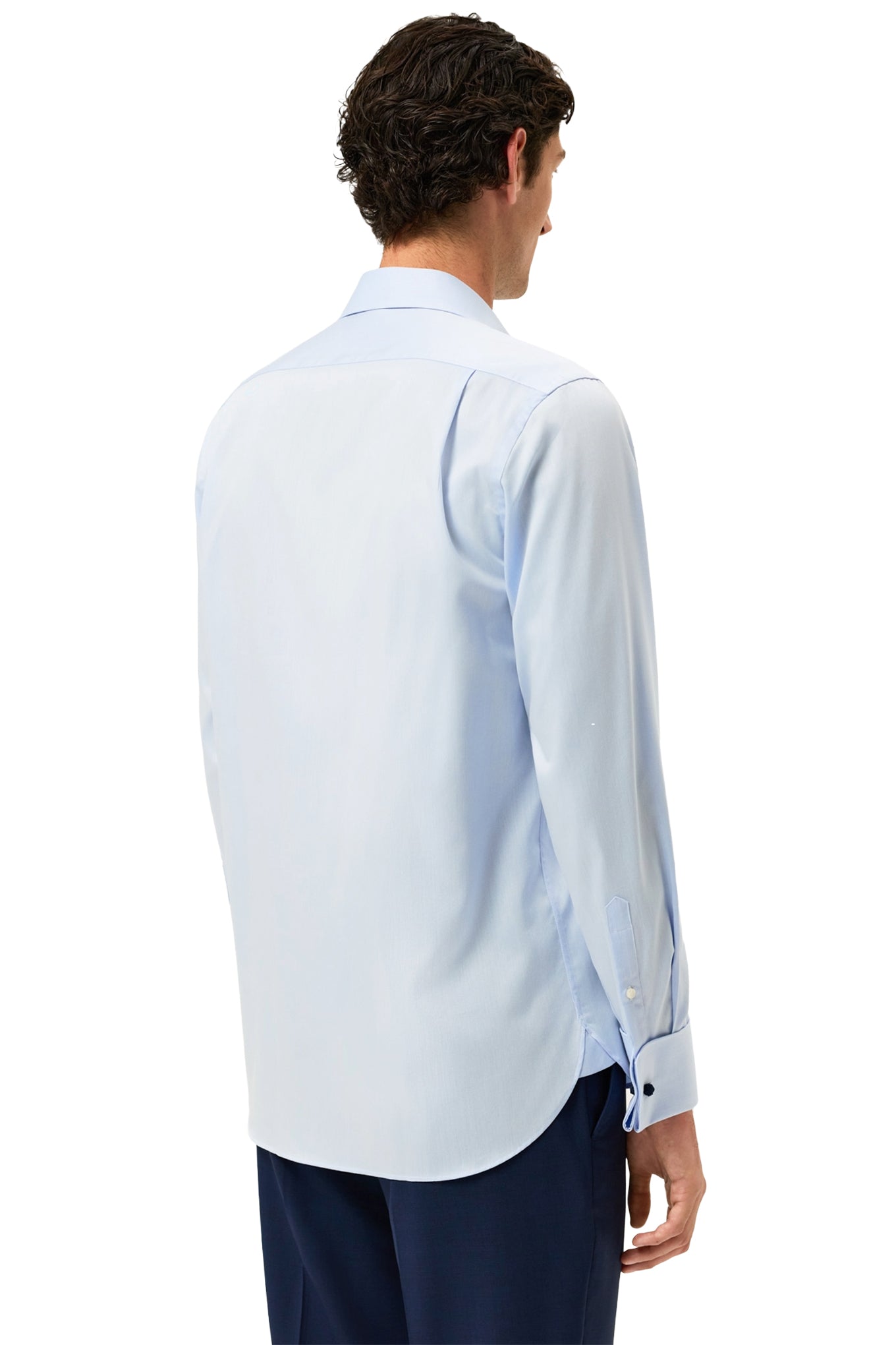 Regular Fit Twill Formal Shirt With Oxford Collar And Double Cuff