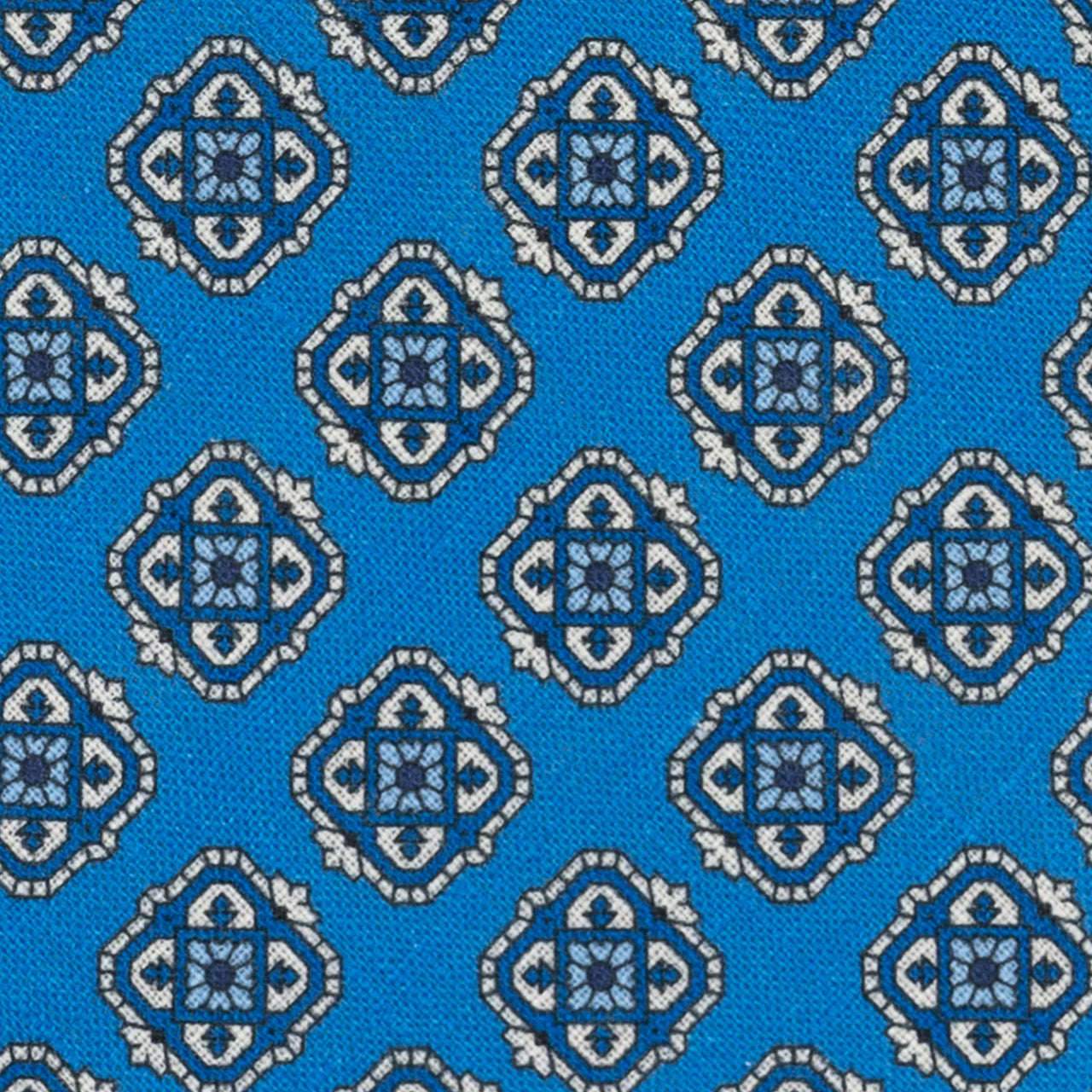 3-Fold Tie in Irish Linen Geometric Pattern Blue-M6458